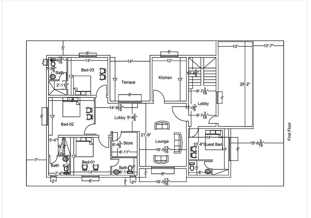 AutoCAD 2D Floor Plan Designs